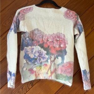 Bianco & Blu Italy Mohair Wool Hydrangea Print Sweater Women's Small Floral